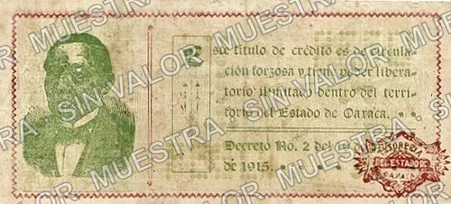 1 peso, Estado de Oaxaca (M3372), reverso