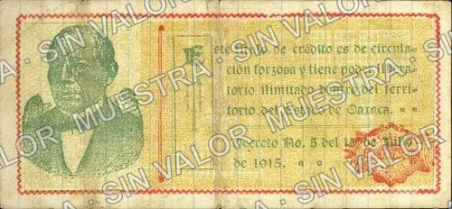 1 peso, Estado de Oaxaca (M3372), reverso (M3372f $1 Estado de Oaxaca)