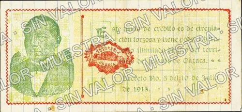 1 peso, Estado de Oaxaca (M3372), reverso (M3372f $1 Estado de Oaxaca)