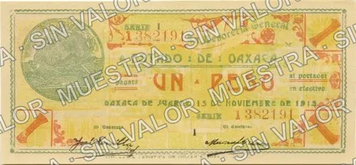 1 peso, Estado de Oaxaca (M3372), anverso (M3372j $1 Estado de Oaxaca)