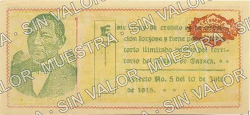 1 peso, Estado de Oaxaca (M3372), reverso (M3372j $1 Estado de Oaxaca)