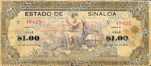1 peso, Estado de Sinaloa (M3759), anverso