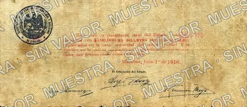 1 peso, Estado de Sinaloa (M3759), reverso