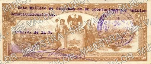 1 peso, Estado de Sinaloa (M3783), reverso (M3783c $1 Estado de Sinaloa)