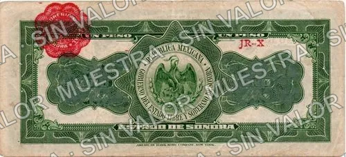 1 peso, Estado de Sonora (M3821), reverso