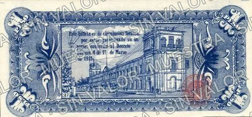 1 peso, Estado Libre y Soberano de México (M2812), M2812a $1 Estado Libre y Soberano de México, reverso