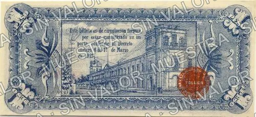 1 peso, Estado Libre y Soberano de México (M2812), M2812b $1 Estado Libre y Soberano de México, reverso