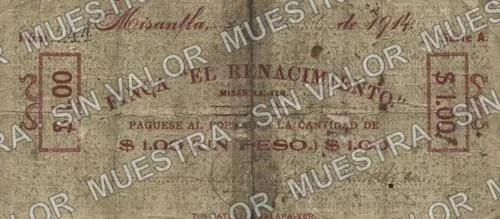1 peso, Finca "El Renacimiento" (M4031), M4031 $1 Finca "El Renacimiento", anverso