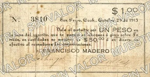 1 peso, Francisco Madero (M1147), M1147b $1 Francisco Madero, anverso
