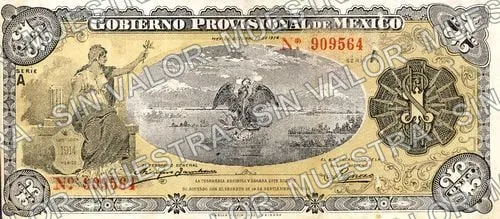 1 peso, Gobierno Provisional de México (M1239), M1239a $1 Gobierno Provisional de México, anverso