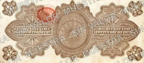 1 peso, Gobierno Provisional de México (M1239), M1239a $1 Gobierno Provisional de México, reverso