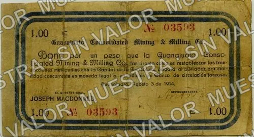 1 peso, Guanajuato Consolidated Mining & Milling (M1771), anverso