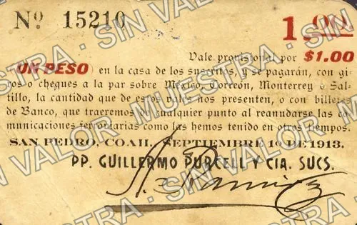 1 peso, Guillermo Purcell y Cía. Sucs (M1159), anverso