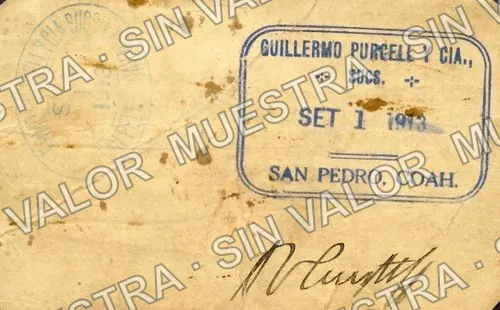 1 peso, Guillermo Purcell y Cía. Sucs (M1159), reverso