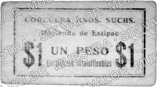 1 peso, Hacienda de Estipac (M2777), M2777 $1 Hacienda de Estipac, anverso