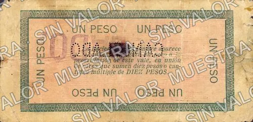 1 peso, Hacienda de San José Vista Hermosa (M3240), M3240 $1 Hacienda de San José Vista Hermosa, reverso