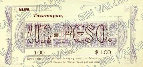 1 peso, Hacienda de Tuzamapam (M4099), anverso