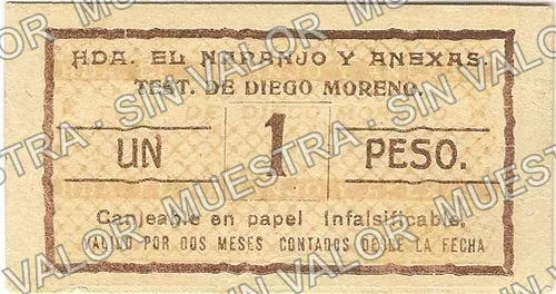 1 peso, Hacienda El Naranjo (M2474), anverso