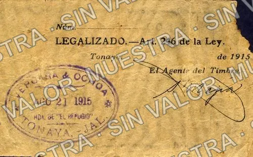 1 peso, Hacienda El Refugio (M2732), reverso