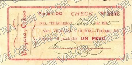 1 peso, Hacienda El Refugio (M2733), M2733b $1 Hacienda El Refugio, anverso