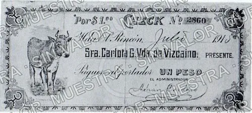 1 peso, Hacienda El Rincón (M2780), anverso
