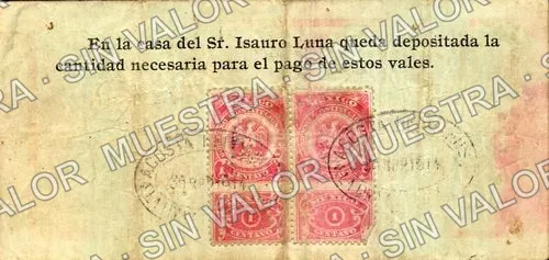 1 peso, Hacienda "La Lima" (M4034), reverso