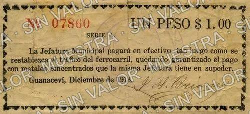 1 peso, Jefatura Municipal (M1525), anverso