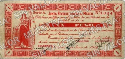 1 peso, Junta Revolucionaria de México (M1275), anverso