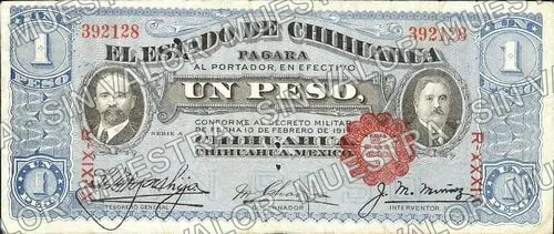 1 peso, L 5522642 (M920), anverso (M920a $1 Estado de Chihuahua)
