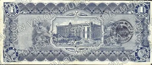 1 peso, L 5522642 (M920), reverso (M920a $1 Estado de Chihuahua)