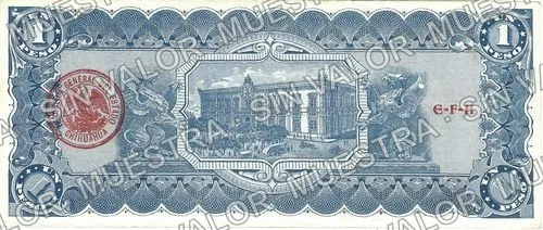1 peso, L 5522642 (M920), reverso (M920c $1 Estado de Chihuahua)