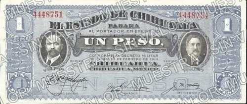 1 peso, L 5522642 (M920), anverso (M920o $1 Estado de Chihuahua)
