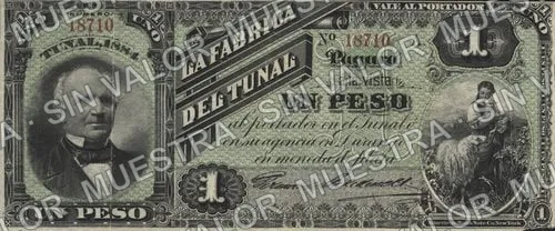 1 peso, La Fábrica del Tunal (M717), M717a $1 La Fábrica del Tunal, anverso