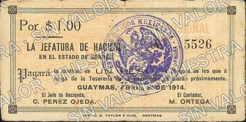 1 peso, La Jefatura de Hacienda (M3809), anverso