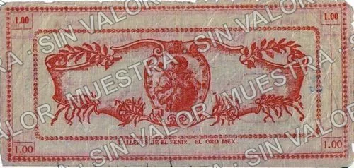 1 peso, La Lucha y Anexas (M3080), M3080 $1 La Lucha y Anexas, reverso