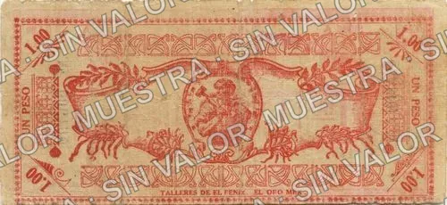 1 peso, La Lucha y Anexas (M3080), M3080 $1 La Lucha y Anexas, reverso