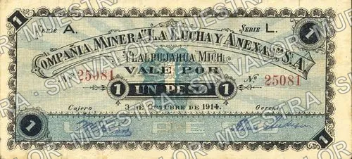1 peso, La Lucha y Anexas (M3086), M3086a $1 La Lucha y Anexas, anverso