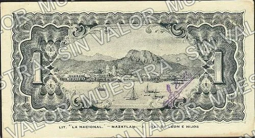 1 peso, La Tesorería de la Federación (M3804), M3804 $1 La Tesorería de la Federación, reverso