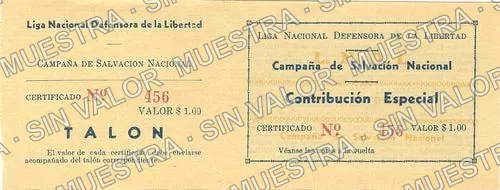 1 peso, Liga Nacional Defensora de la Libertad Religiosa (M4376), M4376 $1 Liga Nacional Defensora de la Libertad Religiosa, anverso