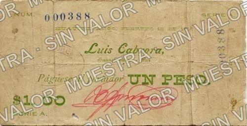1 peso, Luis Cabrera (M3577), M3577 $1 Luis Cabrera, anverso