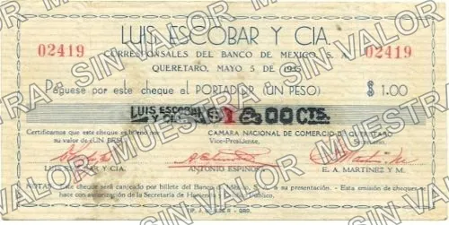 1 peso, Luis Escobar y Cía (M4426), anverso
