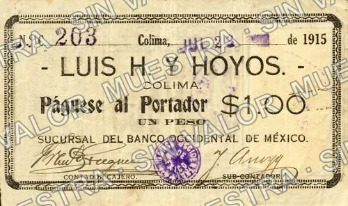 1 peso, Luis H. y Hoyos (M1228), anverso