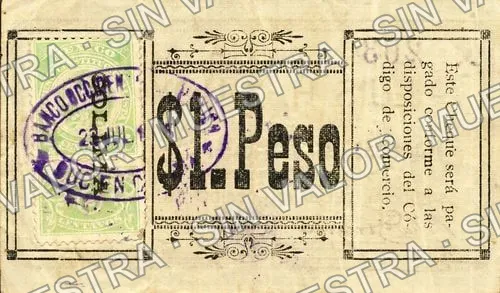 1 peso, Luis H. y Hoyos (M1228), reverso