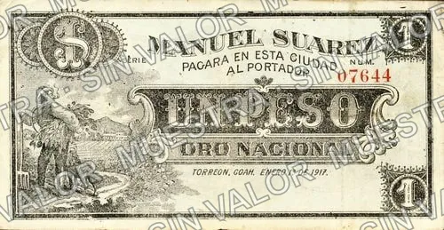 1 peso, Manuel Suárez (M999), M999 $1 Manuel Suárez, anverso
