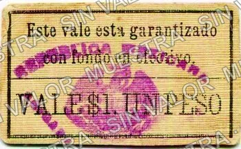 1 peso, Municipalid de Chietla, Series B (M3541), M3541 $1 Municipalid de Chietla, Series B, reverso