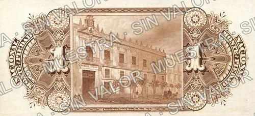 1 peso, Nacional Monte de Piedad (M690), reverso (M690r1 $1 Nacional Monte de Piedad remainder)