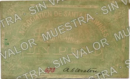 1 peso, Negociacion de Santa Eduwiges (M645), M645 $1 Negociacion de Santa Eduwiges, anverso
