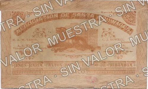 1 peso, Negociacion de Santa Eduwiges (M645), M645 $1 Negociacion de Santa Eduwiges, reverso
