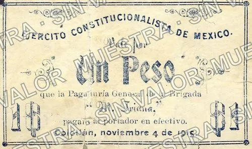 1 peso, Pagaduría General de la Brigada "M. Triana" (M2239), anverso