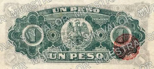 1 peso, Pagaduría Gral. del Cuerpo de Ejército del Noroeste (M2268), M2268a $1 Pagaduría Gral. del Cuerpo de Ejército del Noroeste, reverso